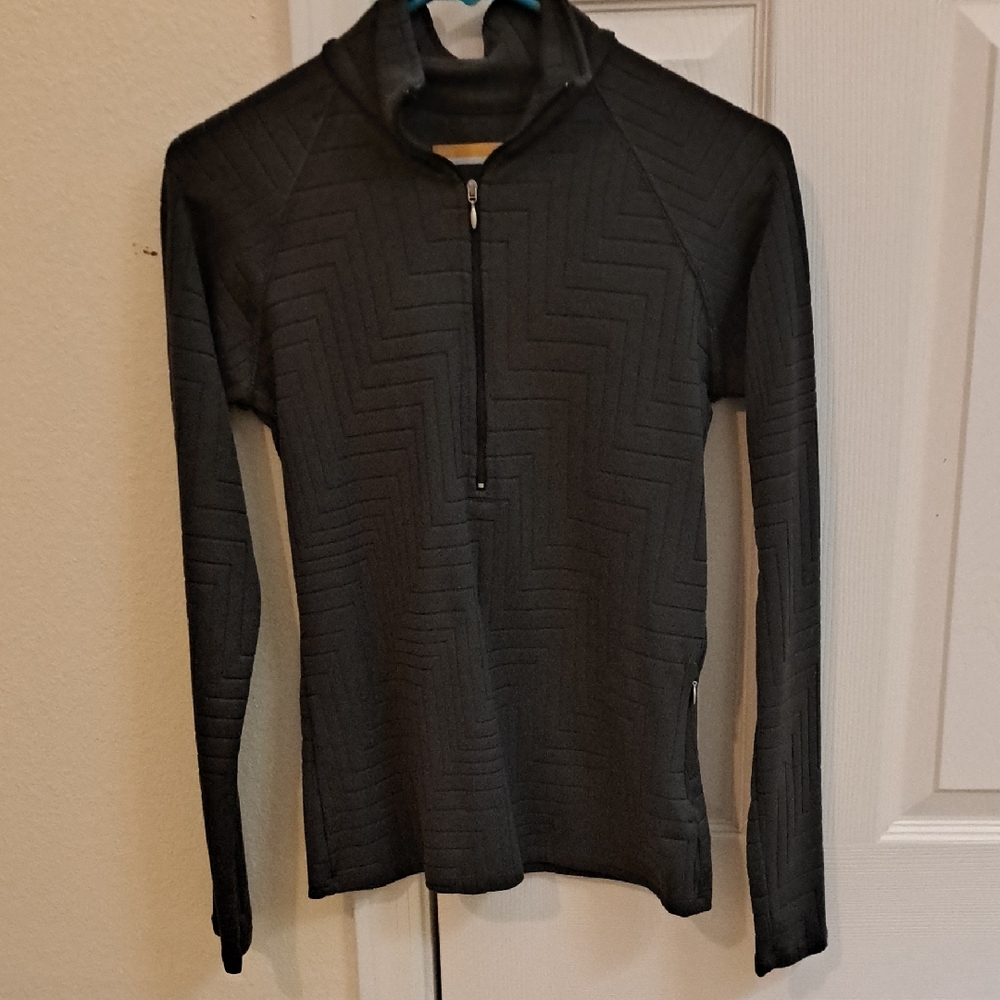 Lucy Charcoal Textured Half-Zip Pullover – Women’s Activewear Top